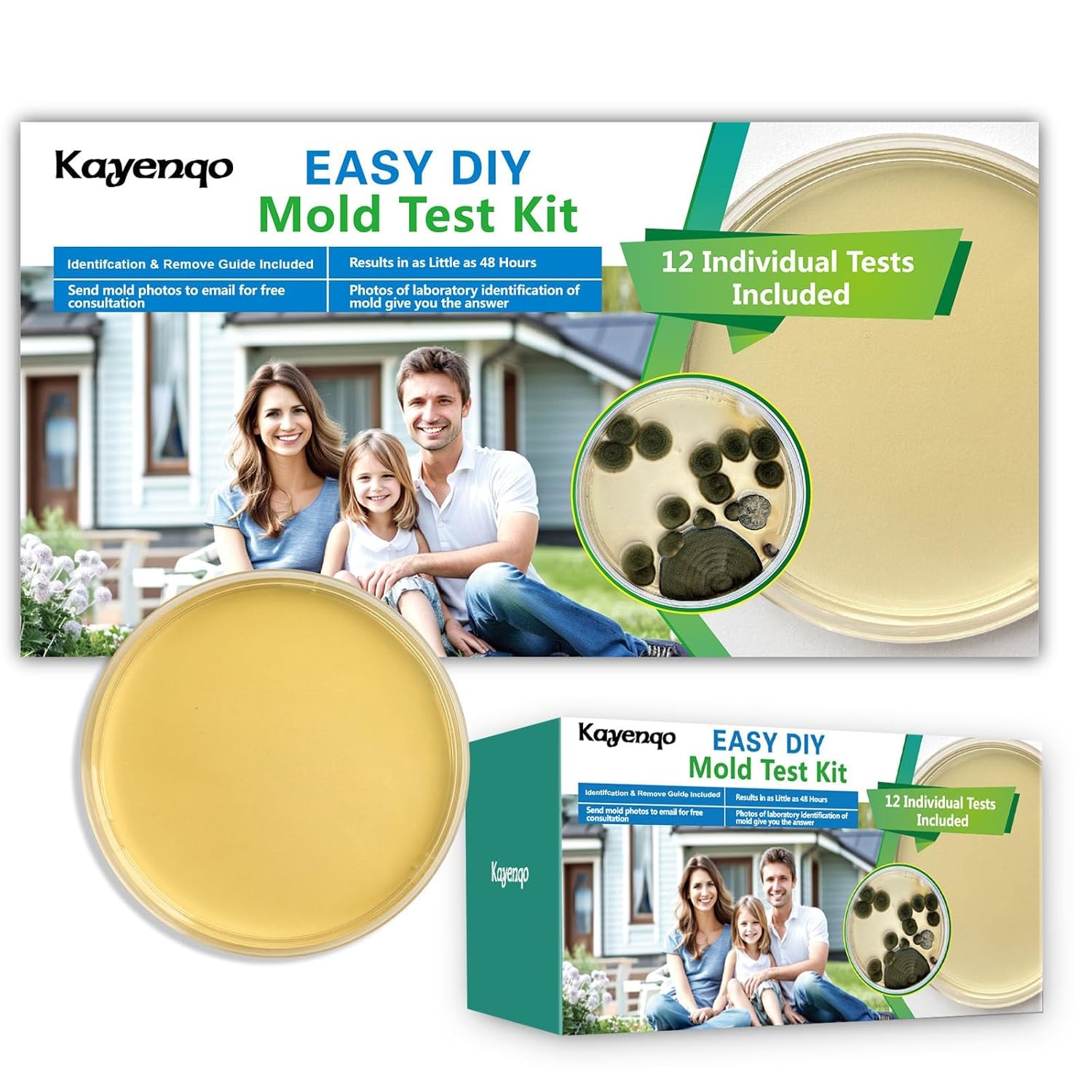 Mold Test Kit for Home - 12 Simple Detection Tests,test Hvac System,home Surfaces,&amp;amp; Indoor Air Quality Testing Kits,diy Mold Detector at Home,includes Detailed Mold Identification Guide,air Tester
