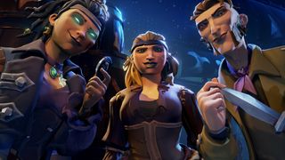 Three pirate smugglers, two female and one male, stare menacingly into the camera.