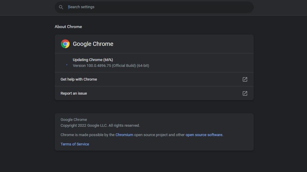 Manual update of Google Chrome
