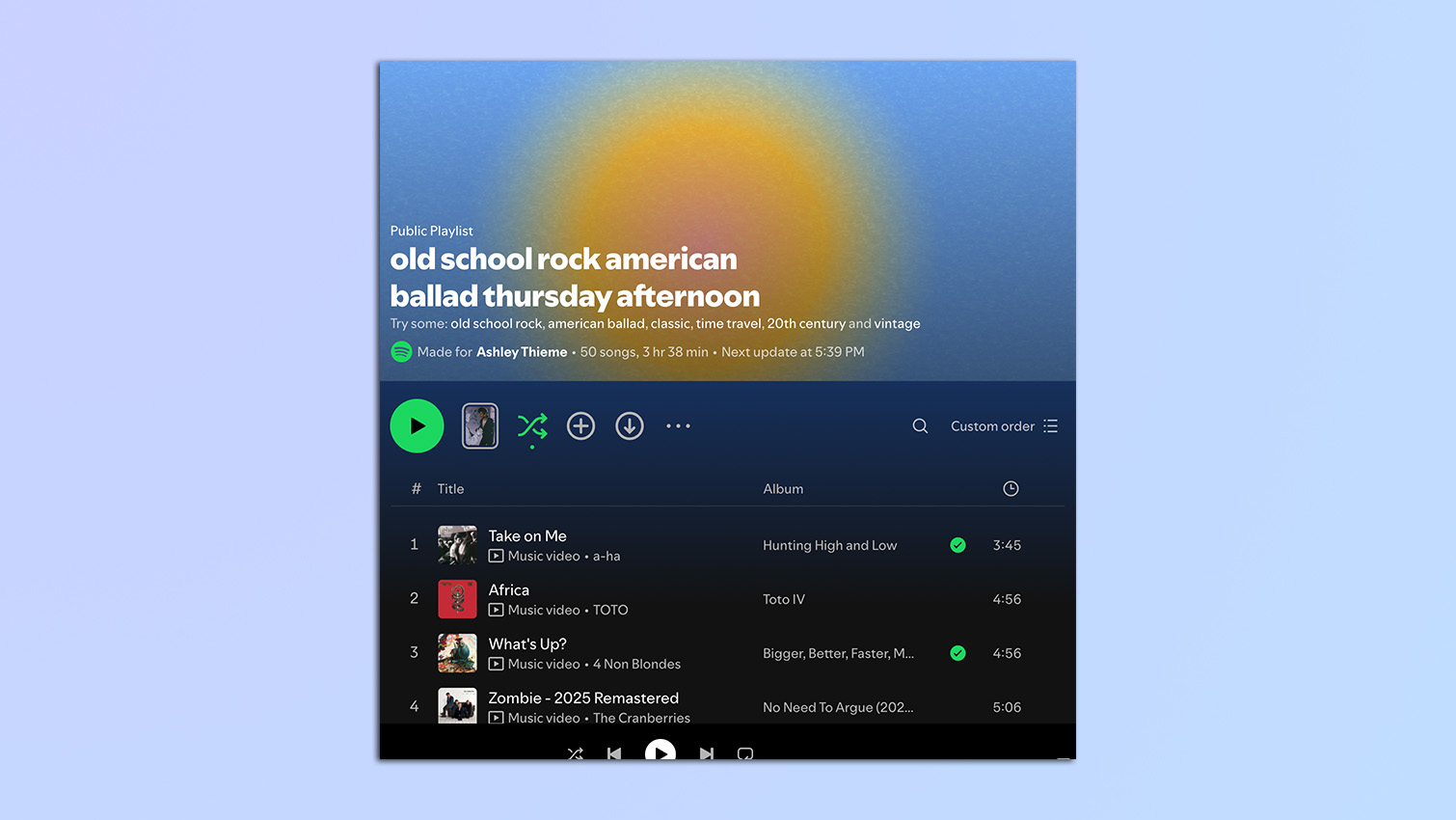 Screenshots taken from the Spotify app of the Daylist feature titles and songs.