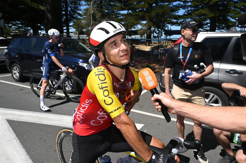 VICTOR HARBOR AUSTRALIA JANUARY 24 Stage winner Bryan Coquard of France and Team Cofidis meets the media press after the 25th Santos Tour Down Under 2025 Stage 4 a 1572km stage from Glenelg to Victor Harbor UCIWT on January 24 2025 in Victor Harbor Australia Photo by Dario BelingheriGetty Images