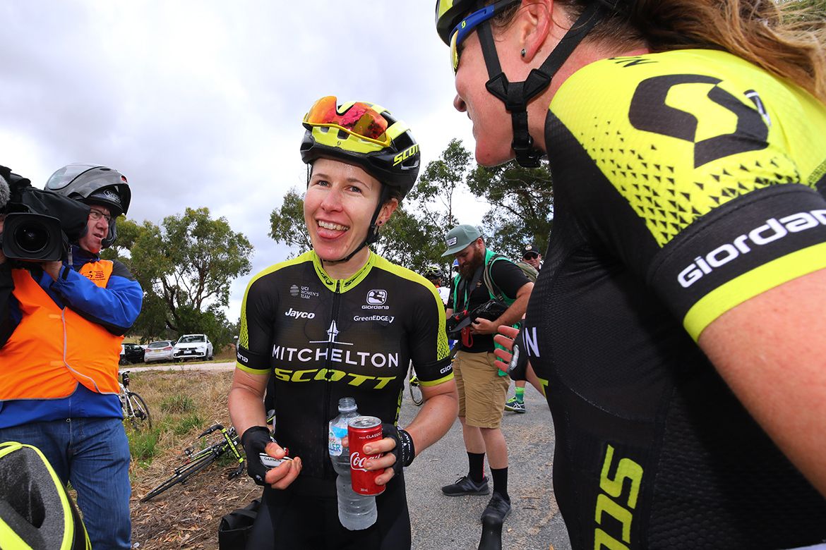 A chuffed Amanda Spratt (Mitchelton-Scott)
