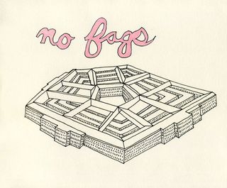 Drawing of a no flags in text