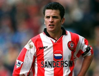 Jason Dodd looks on while playing for Southampton against Aston Villa, 1999