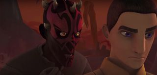 Ezra is tempted to join the dark side by Maul in Star Wars Rebels.