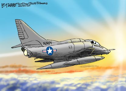 Political cartoon U.S. John McCain death Navy airplane maverick
