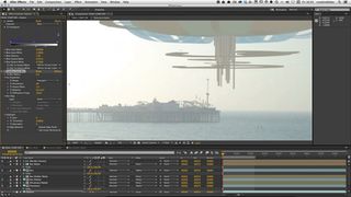 Using the Lens Blur filter in AE helps site your CG more convincingly in the backplate
