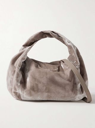 Gathered Crushed-Velvet Tote