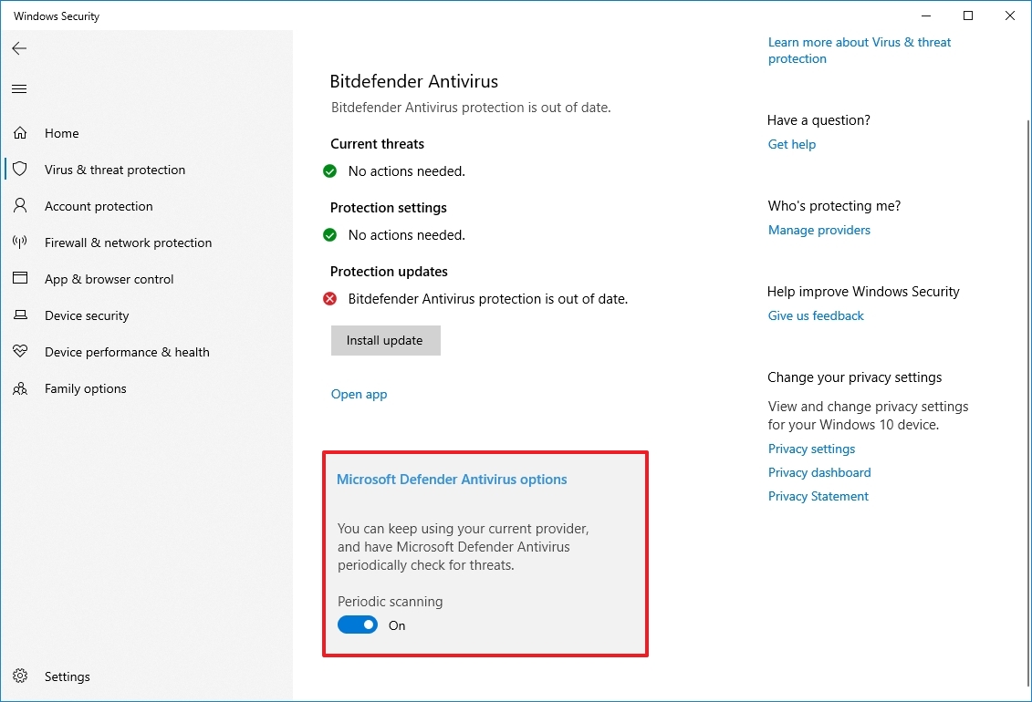 Microsoft Defender Antivirus enable periodic scanning