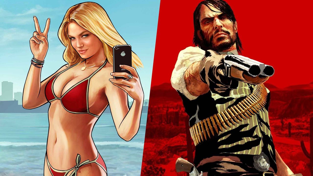 GTA V bikini girl and Red Dead Redemption John Marston