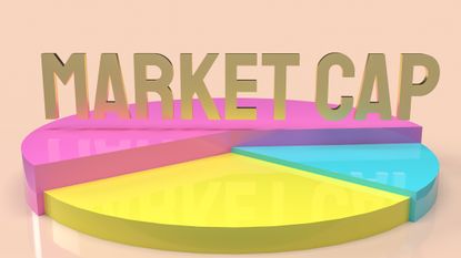 market cap written in gold letters on top of neon-colored pie chart