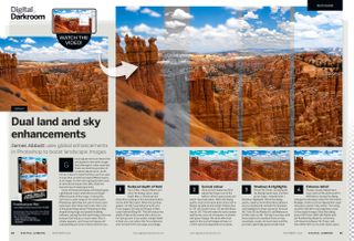 Tutorial in the Digital Darkroom section of Digital Camera issue 287, November 2024, covering the enhancement of land and sky in photographs using Adobe Photoshop