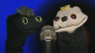 Screenshot of Sifl and Olly talking into mic on Silf and Olly Season 3