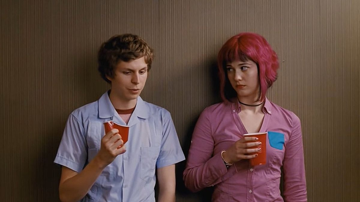 Michael Cera as Scott Pilgrim and Mary Elizabeth Winstead as Ramona Flowers in Scott Pilgrim vs. the World