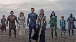 The cast of Marvel's Eternals movie including Richard Madden, Salma Hayek and Gemma Chan