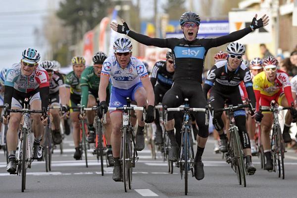 Christopher Sutton (Sky) became the first Australian to win Kuurne-Brussel-Kuurne.