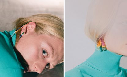 woman wearing colourful jewellery