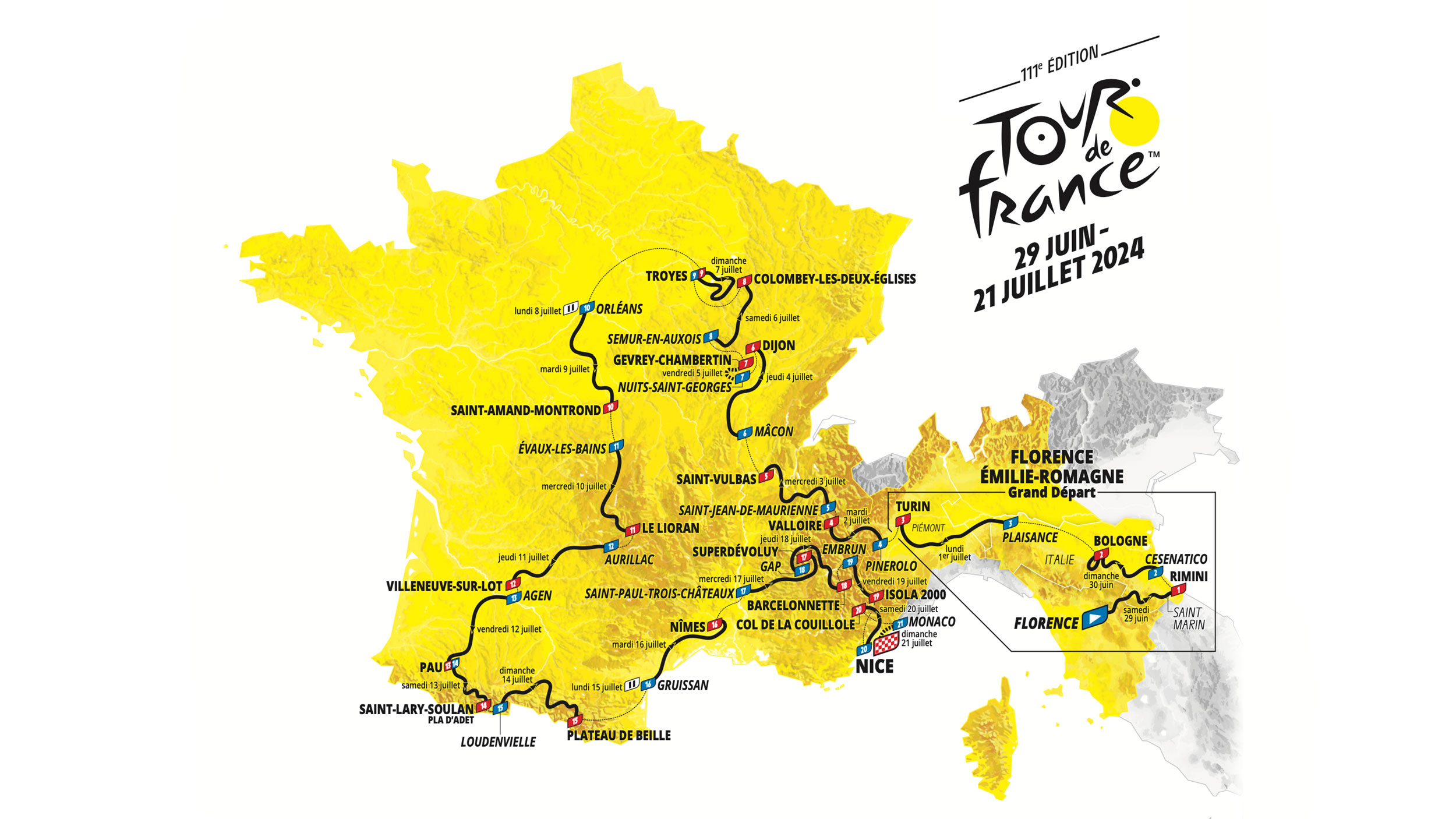 Tour de France 2024 men route map