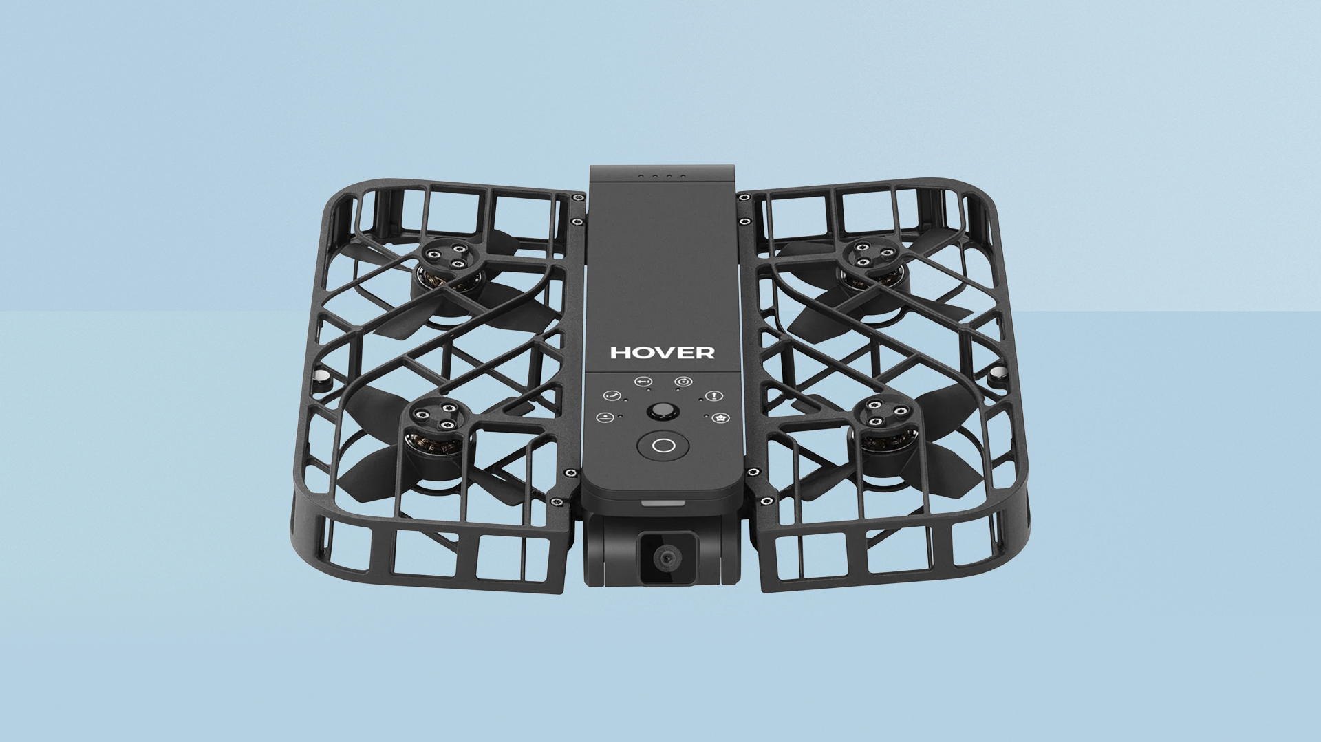 HoverAir X1 drone on blue background