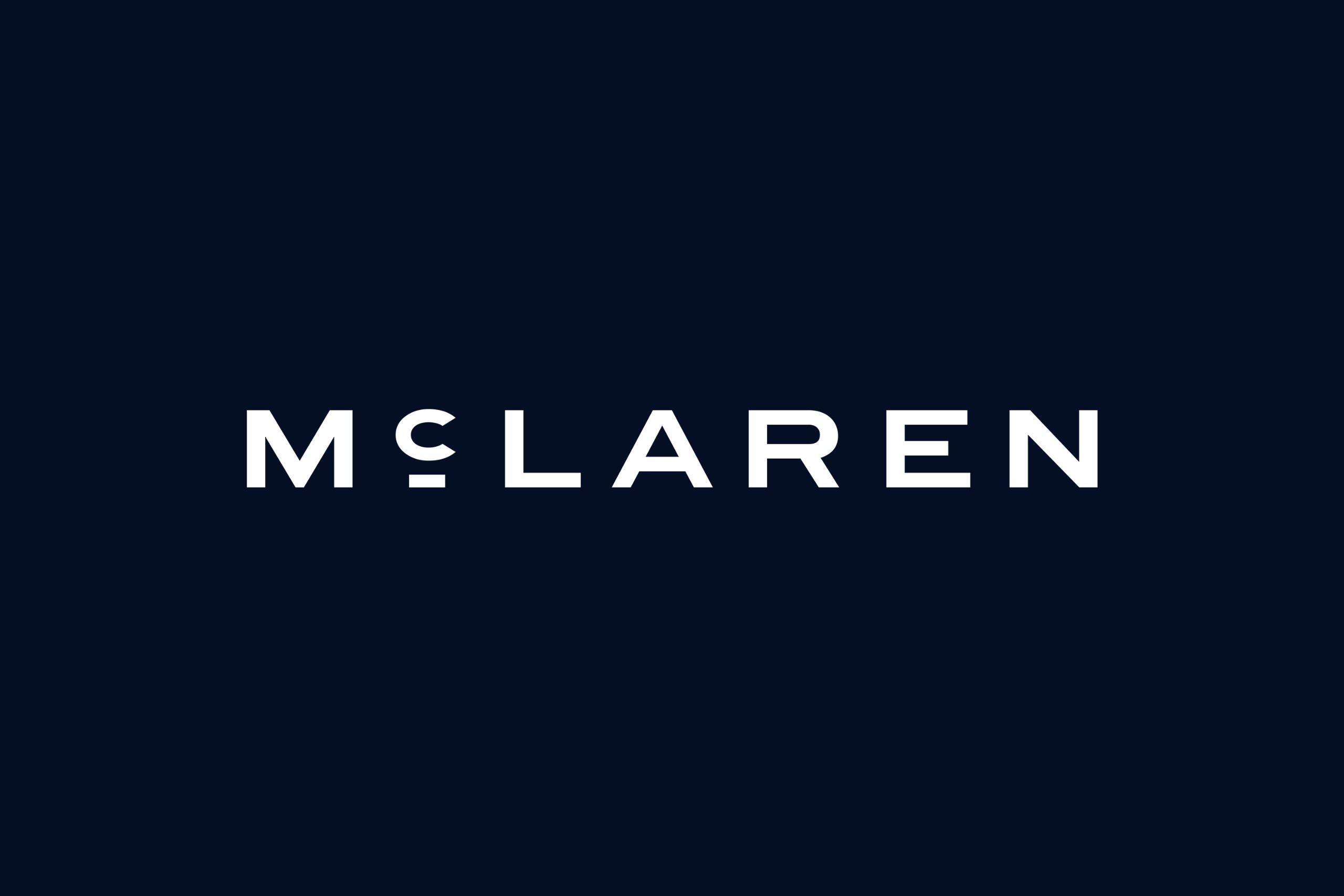 The new branding, which just reads 'McLaren'. There is a little underscore beneath the 'c'