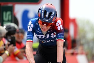 MIRADOR DE PEAS LLANAS SPAIN MAY 05 Marta Cavalli of Italy and Team FDJSuez crosses the finish line during the 9th La Vuelta Femenina 2023 Stage 5 a 1292km stage from La Cabrera to Mirador de Peas Llanas 1479m UCIWWT on May 05 2023 in Mirador de Peas Llanas Spain Photo by Dario BelingheriGetty Images