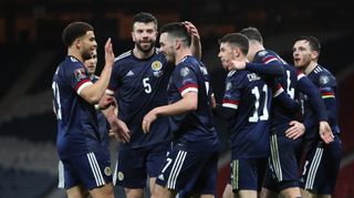 Scotland celebrate John McGinn's second goal