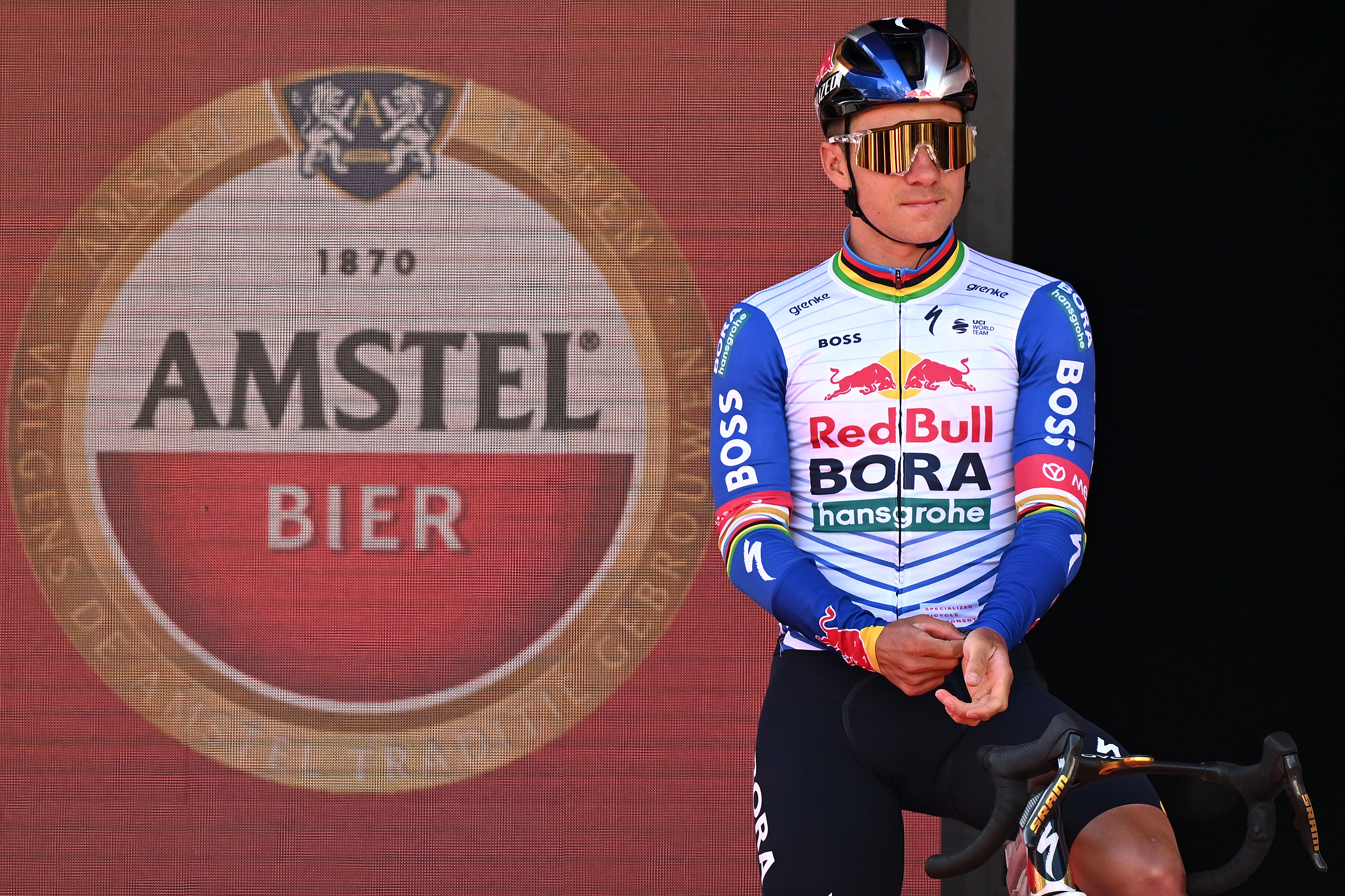 MAASTRICHT, NETHERLANDS - APRIL 19: Remco Evenepoel of Belgium and Team Red Bull - BORA - hansgrohe prior to the 60th Amstel Gold Race 2026 - Men&amp;amp;apos;s Elite a 257.2km one day race from Maastricht to Valkenburg / #UCIWT / on April 19, 2026 in Maastricht, Netherlands. (Photo by Dario Belingheri/Getty Images)