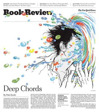 NY Times Book Review cover for the highly anticipated US release of the new book by Haruki Murakami, Colorless Tsukuru Tazaki and His Years of Pilgrimage