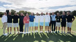 The LIV Golf Stinger team, caddies and management all shaved their heads to support Charl Schwartzel's Wife Ros