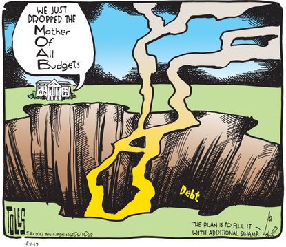 Political Cartoon U.S. Congress passes budget national debt