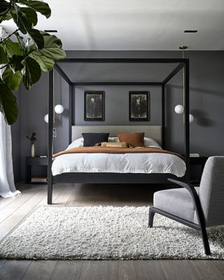 Grey bedroom with double bed frame