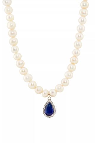 Shashi Vivant Sterling Silver, Imitation Pearl & Cubic Zirconia Pendant Necklace