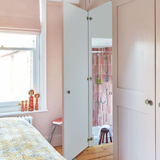 pink bedroom with ensuite