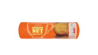A packet of Tesco ginger nut biscuits