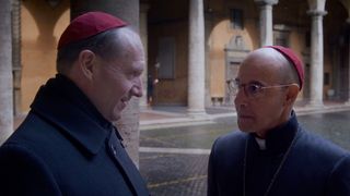 Ralph Fiennes and Stanley Tucci in "Conclave" (2024).