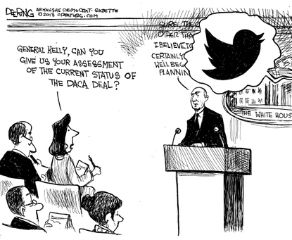 Political cartoon U.S. DACA Trump Twitter John Kelly press
