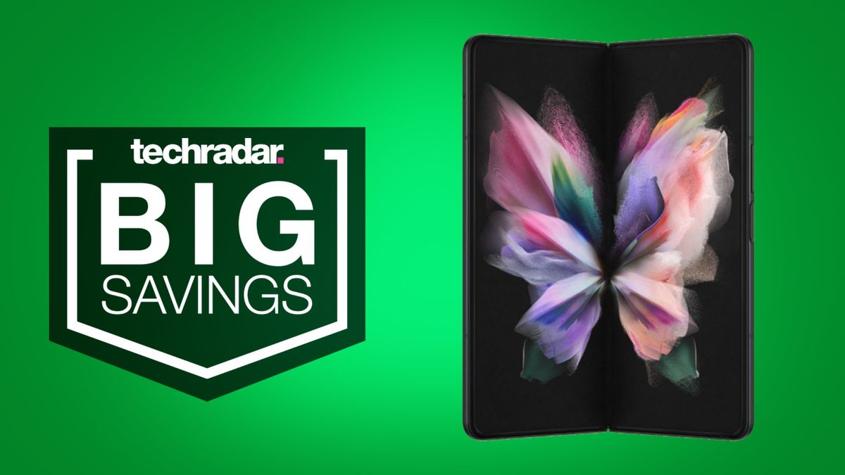 Samsung Galaxy Fold 3 on green background