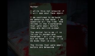 Toilet Spiders screenshot - note to mother