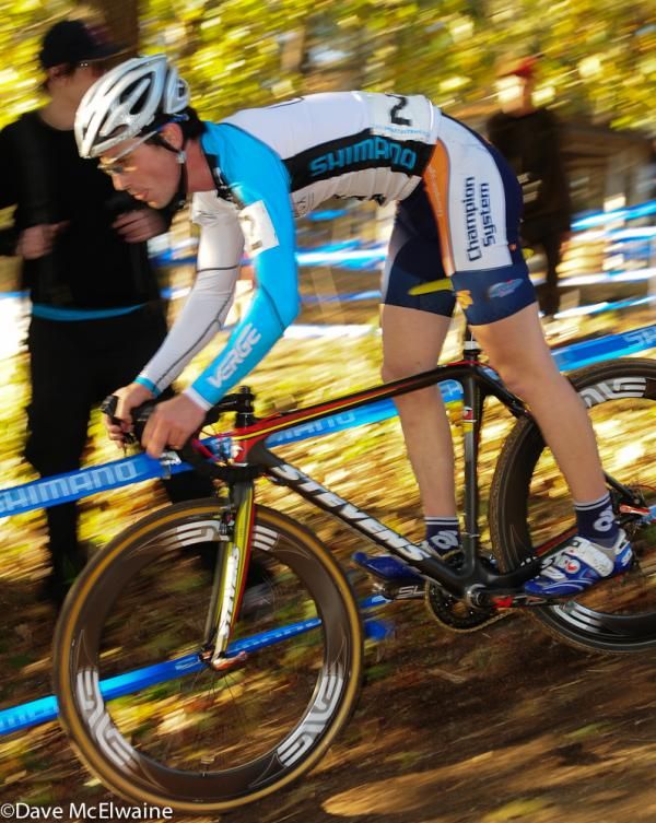 Luke Keough (Champion p/b Keough Cyclocross) marking McNicholas