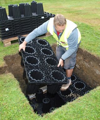 ACO's StormBrixx are an easy to install soakaway crate system (Image credit: ACO Water Management)