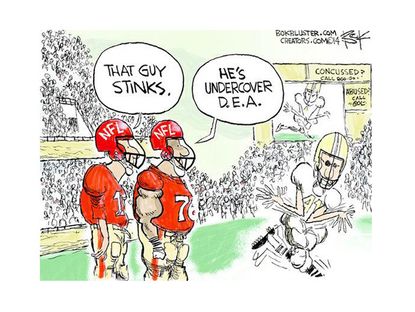 Editorial cartoon NFL DEA drugs