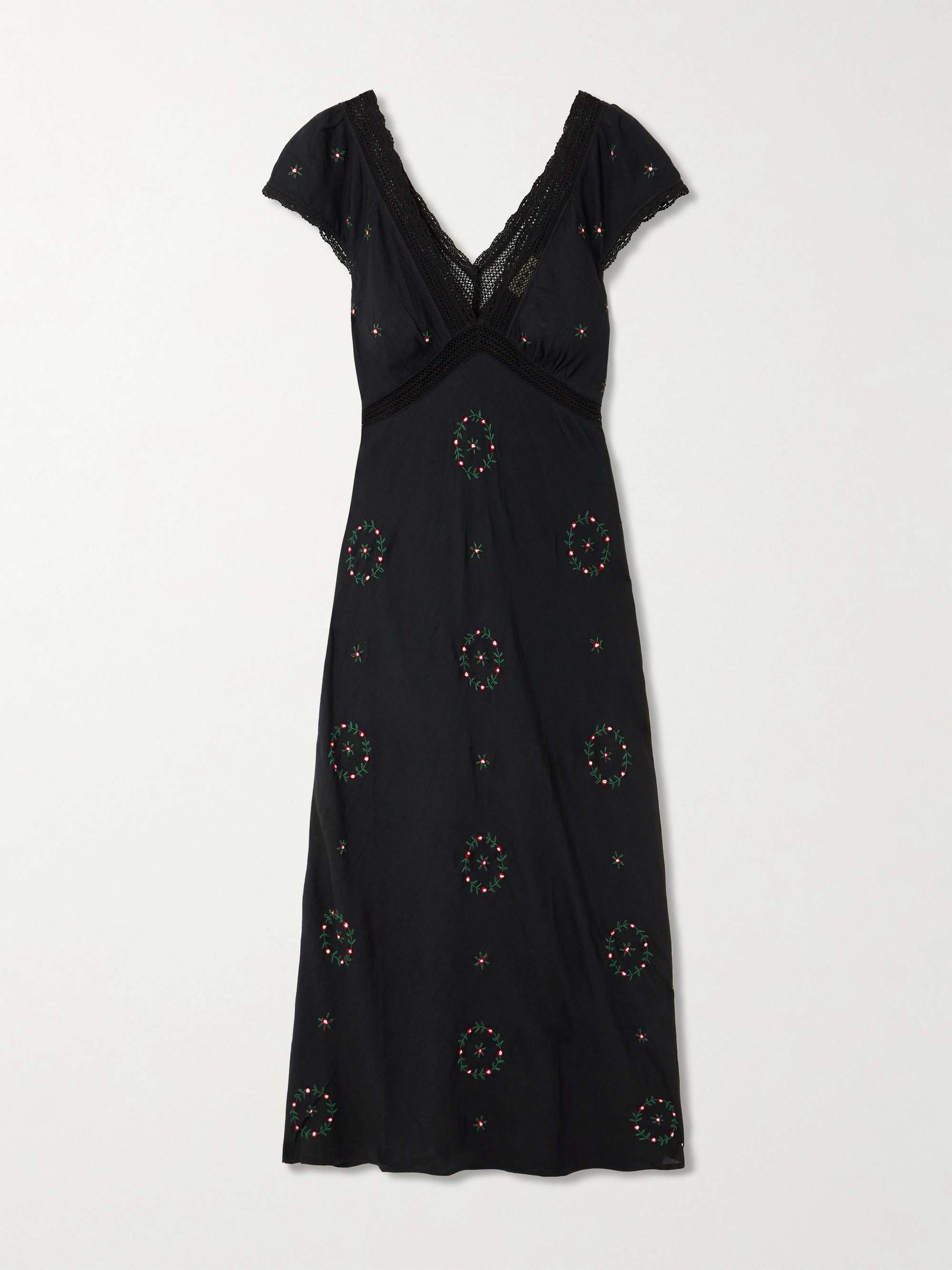 Iggy Lace-Trimmed Embroidered Voile Midi Dress