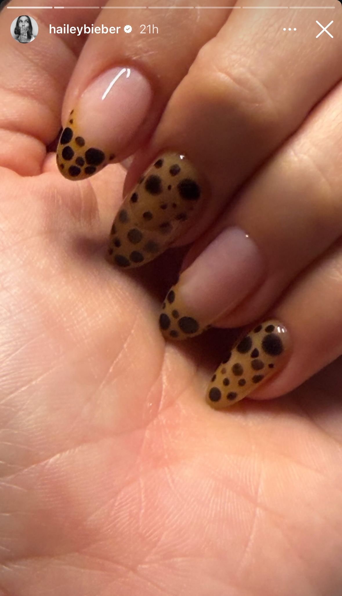 Hailey Bieber's leopard-print nails