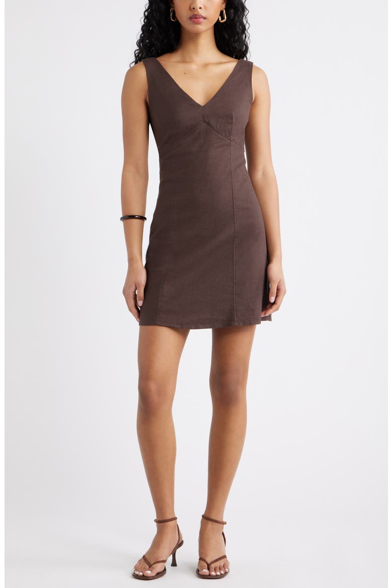 Tie Back Linen Blend Minidress