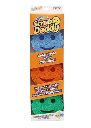 Scrub Daddy Color Sponges Color Variety Pack in blue orange and green