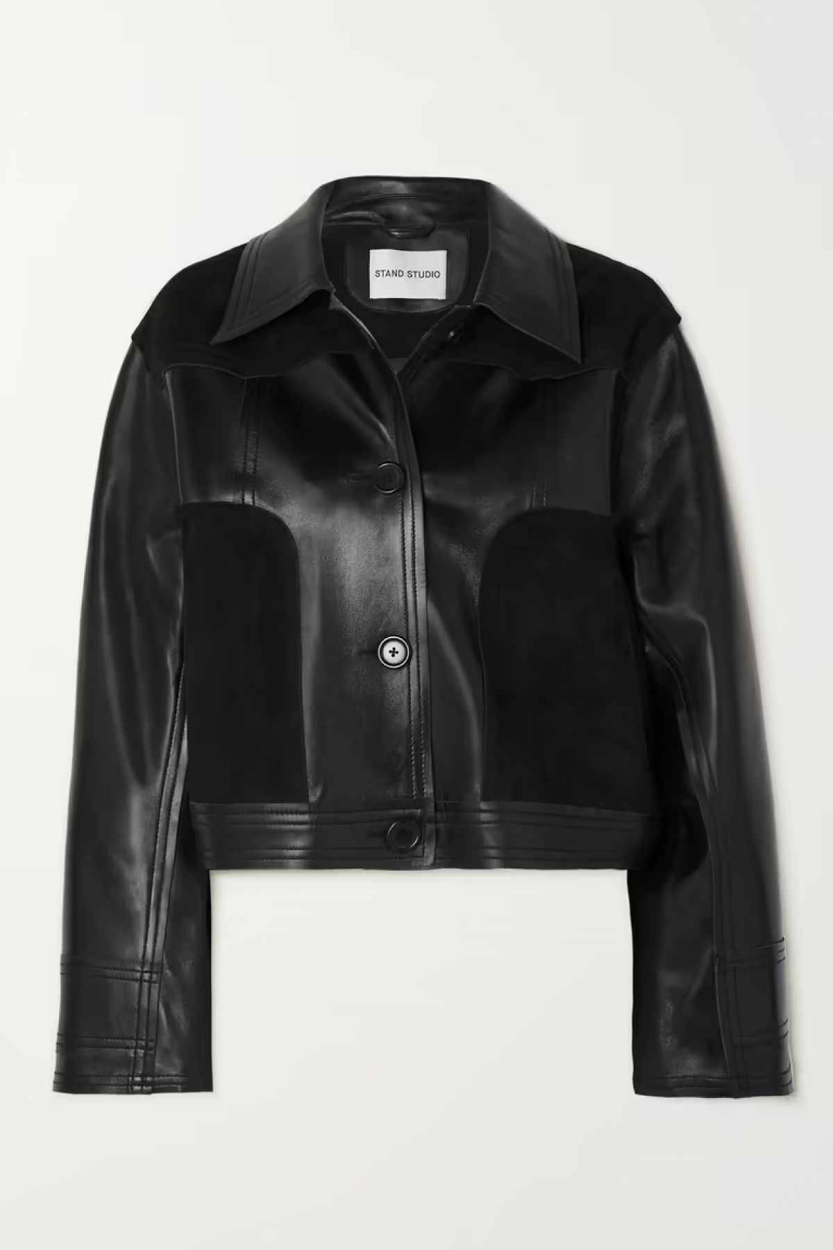 Stand Studio California Suede-Paneled Leather Jacket