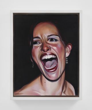 Painting of actor Julia Roberts, mouth open