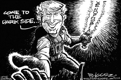 Political cartoon U.S. Donald Trump Star Wars