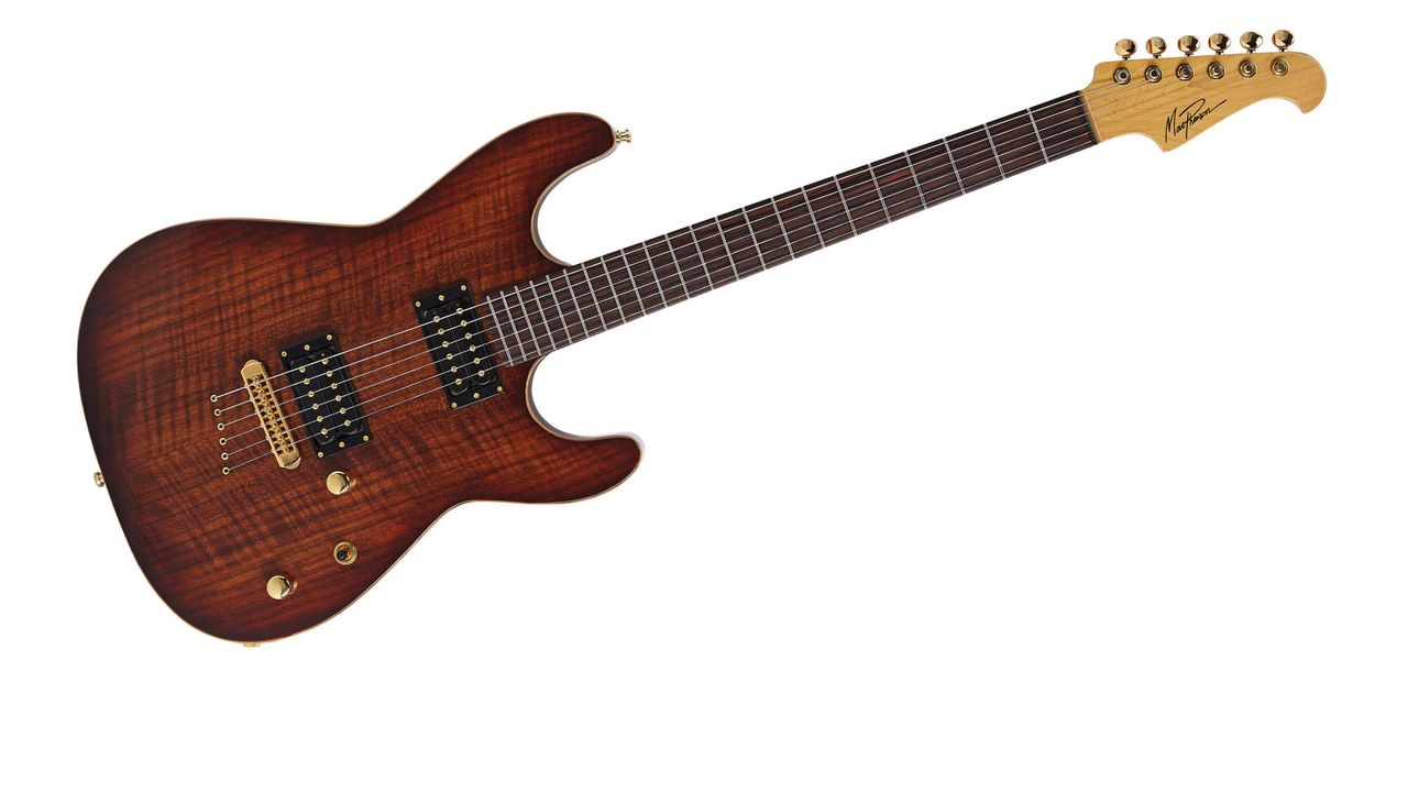 The body is centre-jointed swamp ash faced with a figured tola veneer