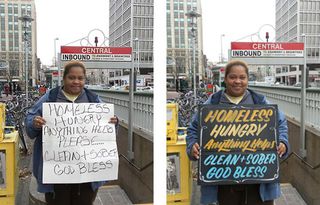 typography homeless signs